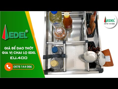 GIÁ ĐỂ DAO THỚT - GIA VỊ - CHAI LỌ 3 TẦNG INOX HỘP 304 EDEL EU.400