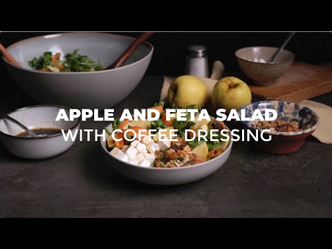 Feta cheese and apple salad with coffee vinaigrette