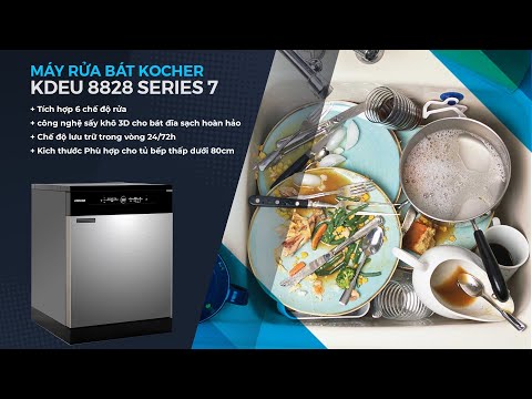Máy rửa bát Kocher KDEU-8828 13 bộ: Kích thước dưới 80cm, có chế độ sấy khô 3D hiệu quả gấp 3 lần