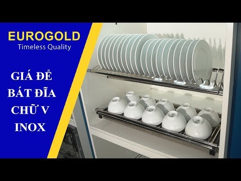 GIÁ ĐỂ BÁT ĐĨA CHỮ V INOX - phụ kiện tủ bếp Eurogold | Eurogold.com.vn