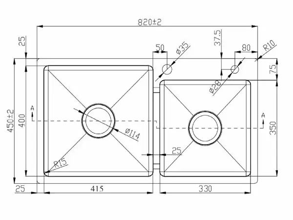 kich thuoc lap dat chau rua bat konox KN8245DO