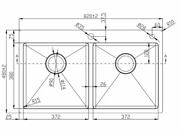 kich thuoc lap dat chau rua bat konox KN8248DOB