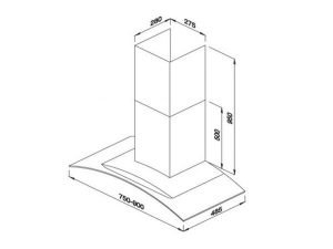 Máy hút mùi Malloca MC 9081 750 1 kich thuoc lap dat may hut mui malloca MC 9081 750 New