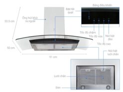 thong so ky thuat may hut mui electrolux efc936gar