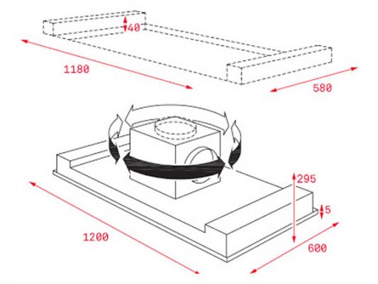 Máy hút mùi Teka DHT 1285 6 Kích thước lắp đặt máy hút mùi Teka DHT 1285