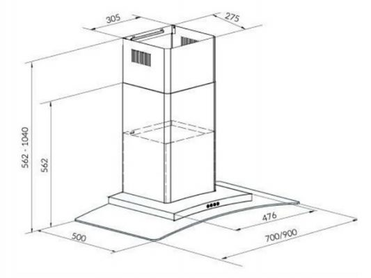 Máy hút mùi Eurosun EH-90AF81 3 Kích thước lắp đặt máy hút mùi Eurosun EH-90AF81