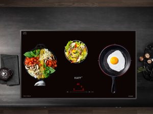 Bếp điện từ Kaff KF-IC79H 3 lap dat trong showroom bep dien tu kaff kf ic79h