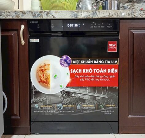 Máy rửa bát Kocher 15UV lắp đặt