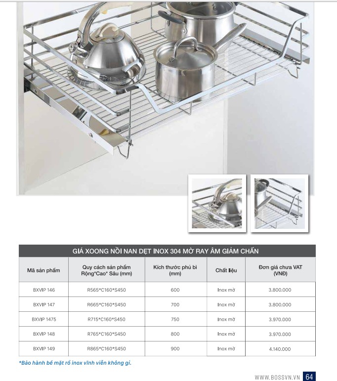 Giá xoong nồi Boss BXVIP 147-1 Giá xoong nồi Boss BXVIP 147-1