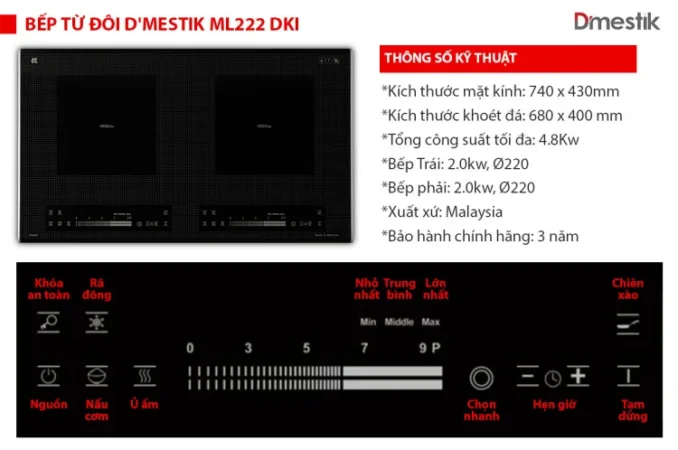 Bếp từ Dmestik ML222 DKI 1 Bếp từ Dmestik ML222 DKI 1