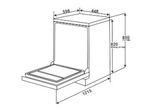 Máy rửa bát Kaff KF W45A1A401 11 kich thuoc lap dat may rua bat kaff kf w45a1a401