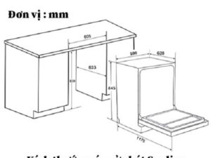 Máy rửa bát Spelier SP 16DWKT 4 kich thuoc may rua chen spelier SP 16DWKT G