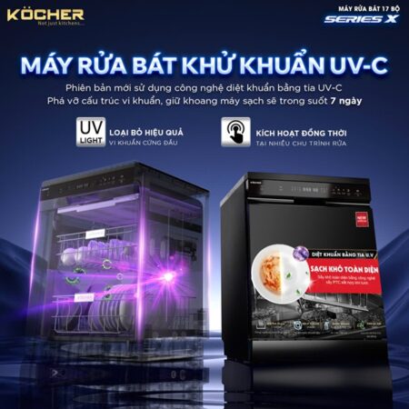 Máy rửa bát Kocher 15UV sấy khô