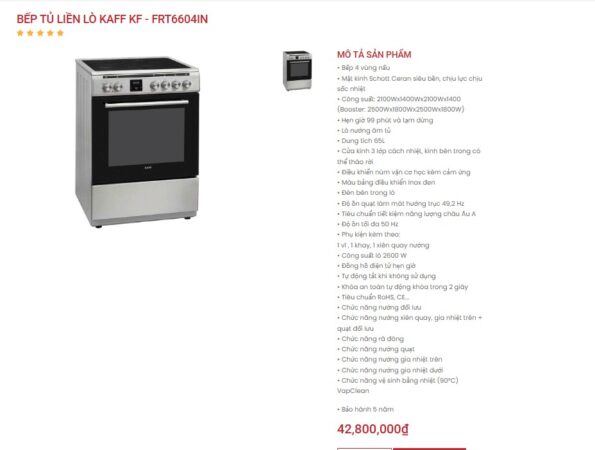 BẾP TỦ LIỀN LÒ KAFF KF FRT6604IN