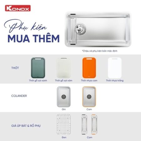 Chậu rửa Konox Tari Smart 8847PP L chi tiet phu kien