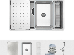 chau rua chen konox workstation sink dekor 8044su pk